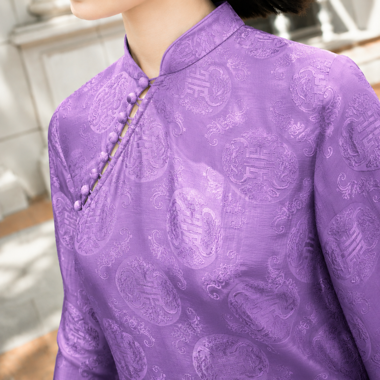 “Tử Yên” - Wormsilk Ao Dai Set in Orchid Violet