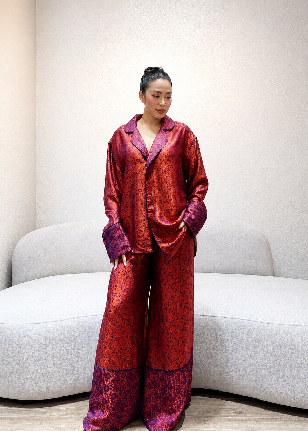 “Rosewood Dusk” – Wormsilk Modern Pajama Set in Burnished Rosewood
