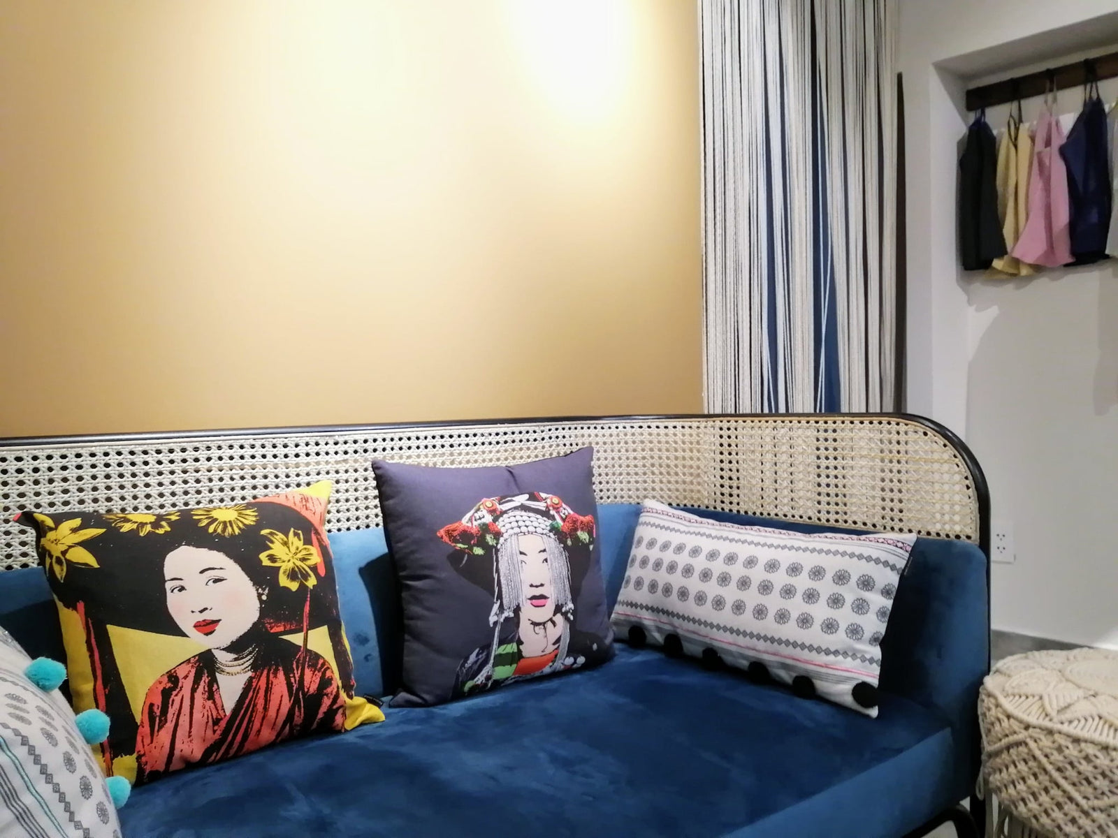 Heritage Portrait Cushion Covers – 45x45 cm - Miss Hoan (Salmon) - styled presentation by Bat-trang