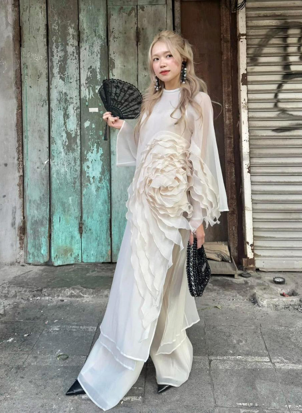 "Golden Splendor" - Limited Edition Chiffon Silk Ao Dai Set