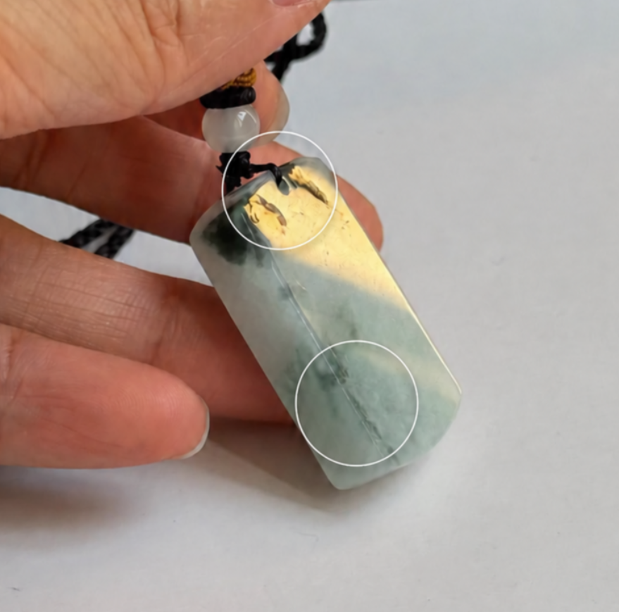 “Vô Sự Bài” (無事牌 / No Worry) Pendant – The Peace Talisman in Natural Myanmar Jadeite
