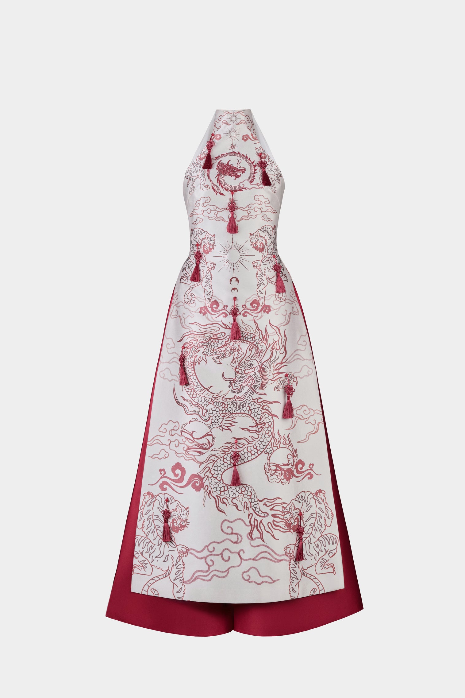 Nhất Ao Dai Set - Premium Silk Taffeta in Red - Premium Keira Tong fashion at L'Orient Haus luxury boutique