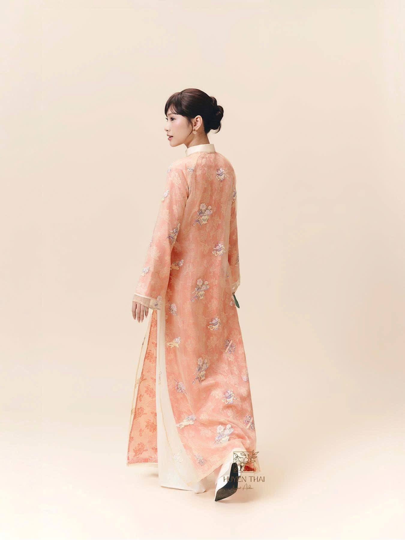 (Copy) (Copy) (Copy) Giai Ky Cardigan – Embroidered Lace in Light Purple - back view by Huyen Thai Collection