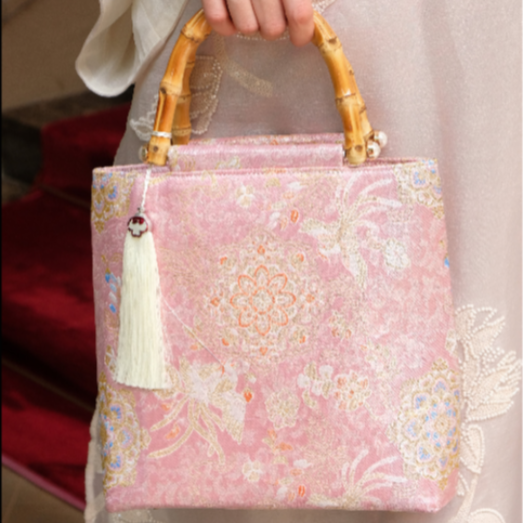 Tú Trúc" – Silk Brocade Handbag with Bamboo Handle - View 2 - Premium Vietnamese Fashion