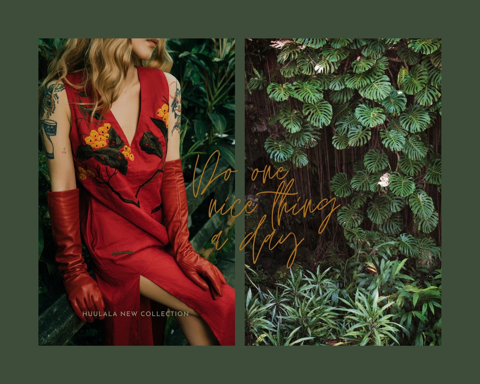 Vietnamese Embroidery - Crimson Botanica - Linen Wrap Dress - styled presentation in silk in red by Huulala