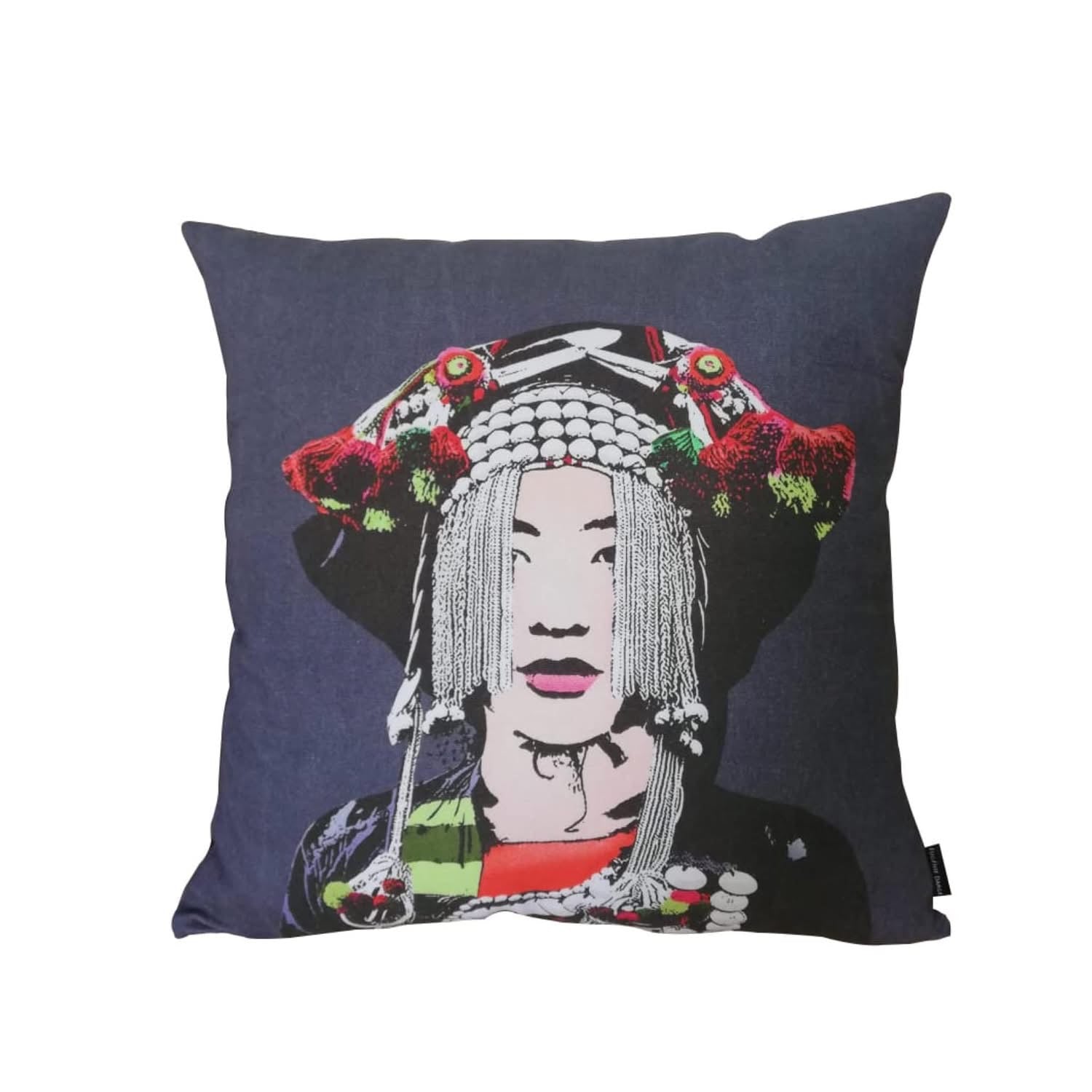 Heritage Portrait Cushion Covers – 45x45 cm - Miss Anh (Yellow) - flat lay display by Bat-trang