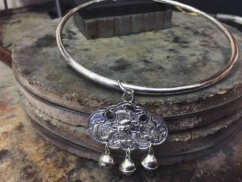 Thiên Long Charm Pendant – The Celestial Dragon Talisman - detail close-up in silver by HI de Maison