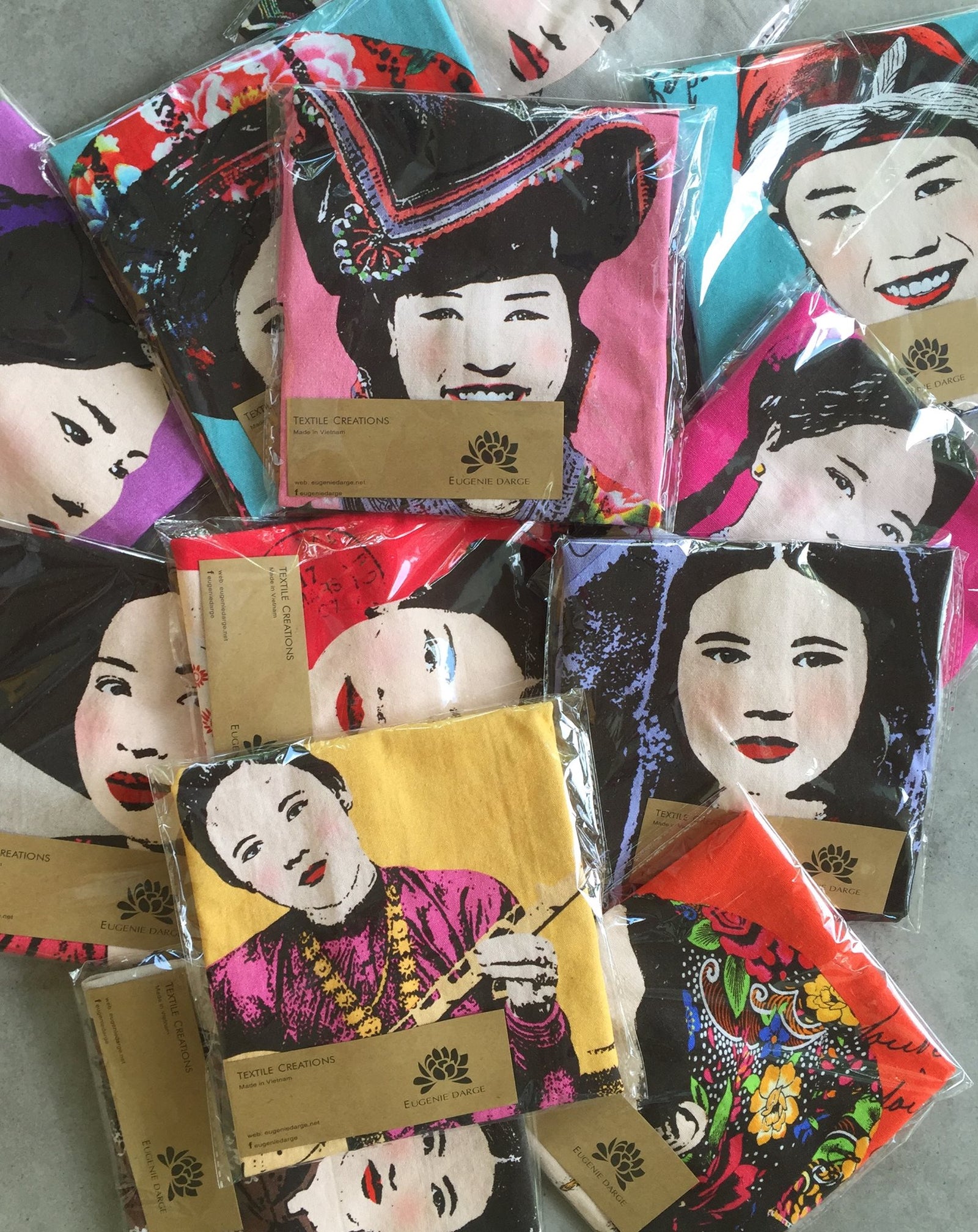 Heritage Portrait Cushion Covers – 45x45 cm - Miss Hoan (Salmon) - flat lay display by Bat-trang