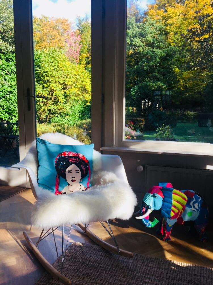 Heritage Portrait Cushion Covers – 45x45 cm - Miss Anh (Yellow) - styled presentation by Bat-trang