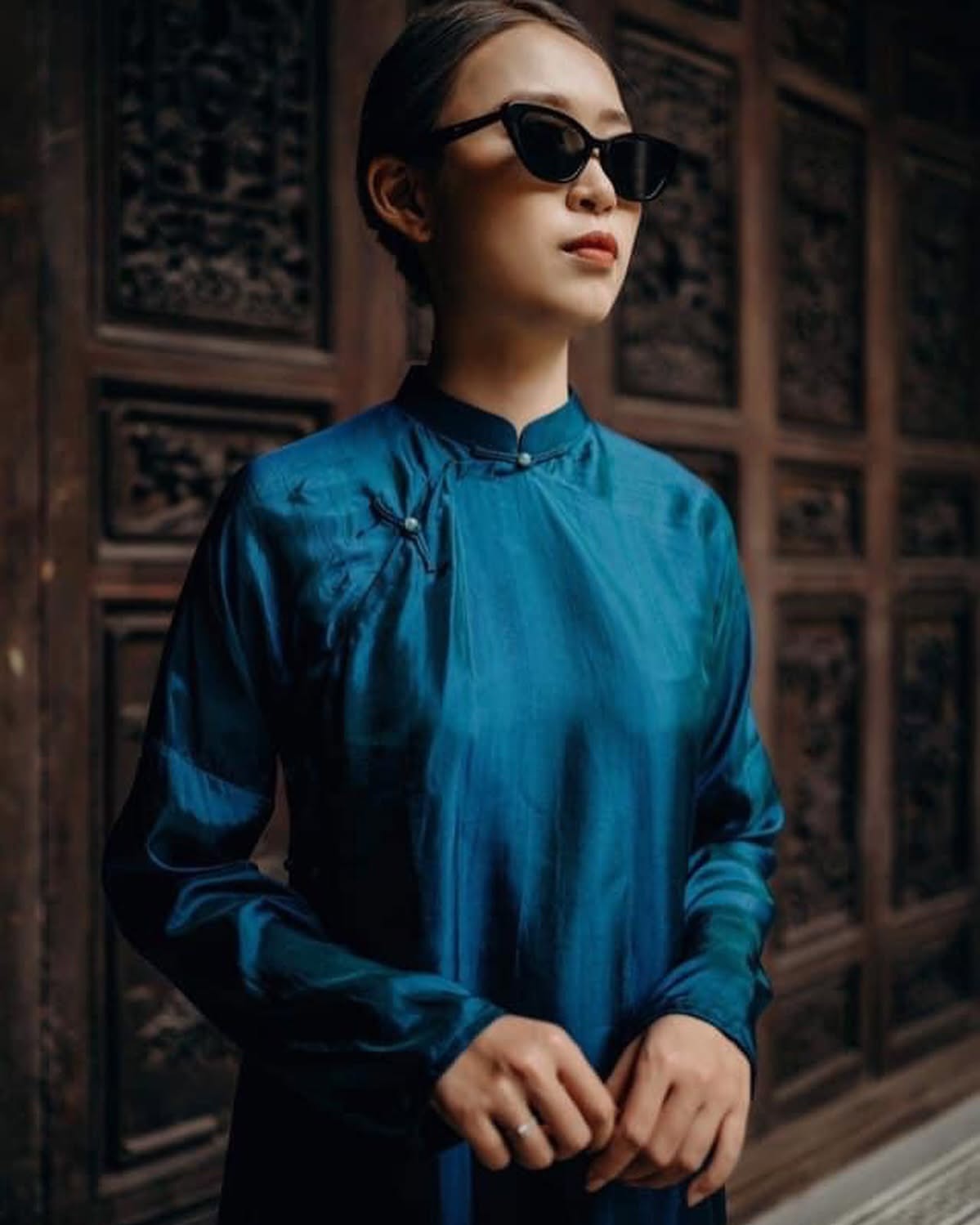 "The Satin Poetry" Ao-dai Set - Premium Satin in Teal