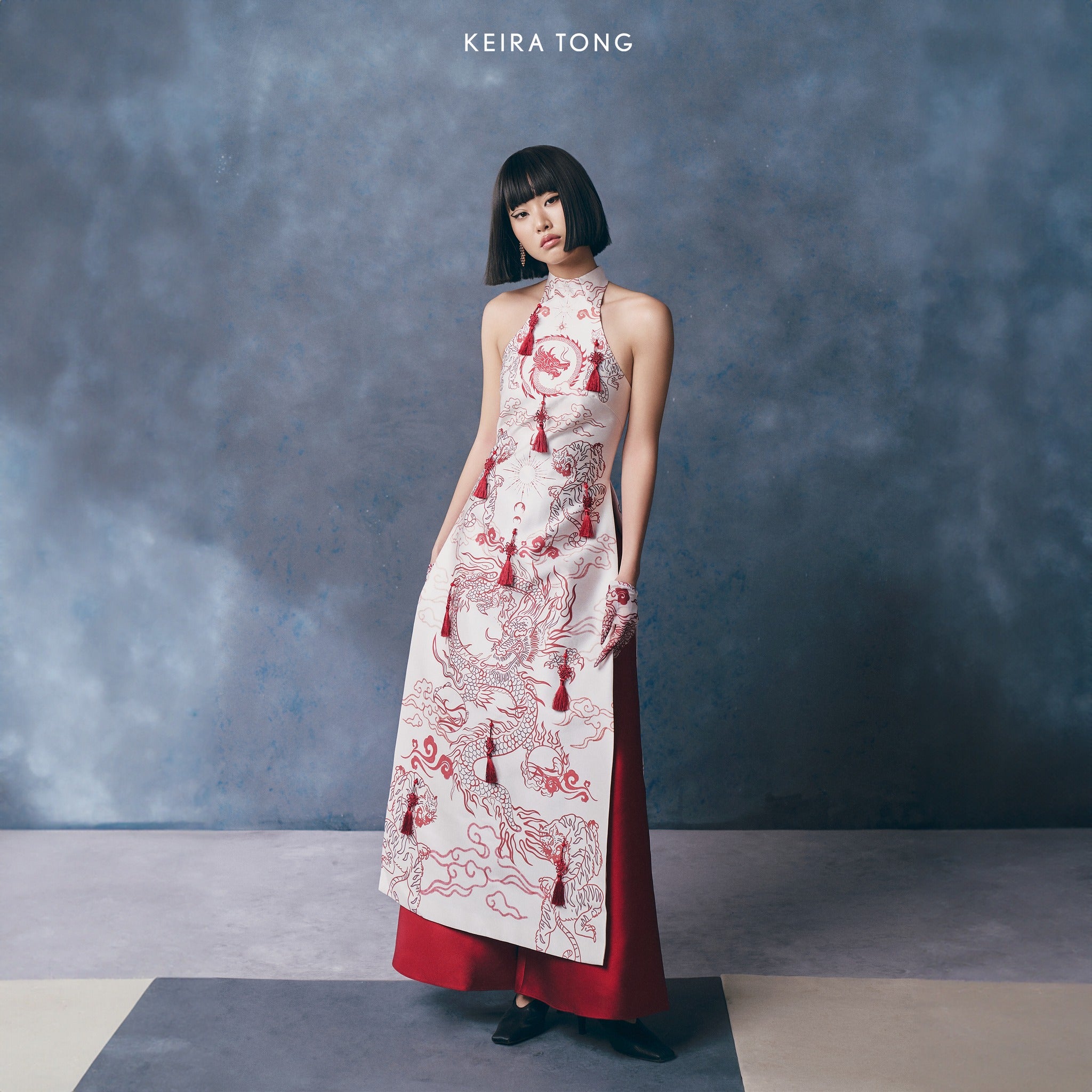 Nhất Ao Dai Set - Premium Silk Taffeta in Red - Premium Keira Tong fashion at L'Orient Haus luxury boutique