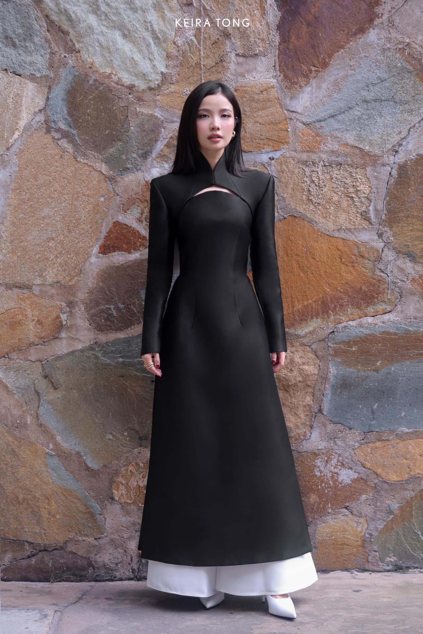 Nguyệt Ao Dai Set - Premium Taffeta in Black - Premium Keira Tong fashion at L'Orient Haus luxury boutique
