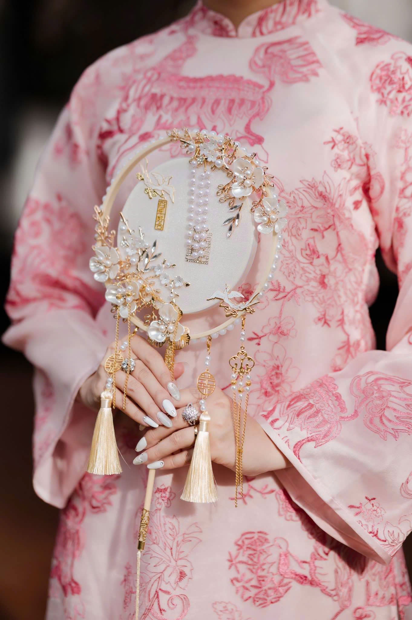 "Yen Son" - Embroidered Ao Dai set in Pink [Wedding Collection]