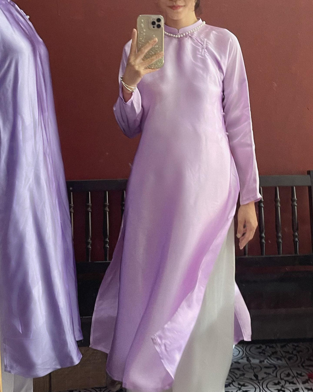 "The Satin Poetry" Ao-dai Set - Premium Satin in Lilac