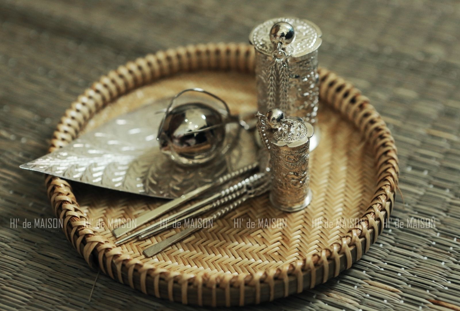 Khánh Âm – Sacred Scroll Pendant - flat lay display in brown by HI de Maison