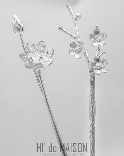 Mẫu Đơn Hair Pin – The Silver Peony Bloom
