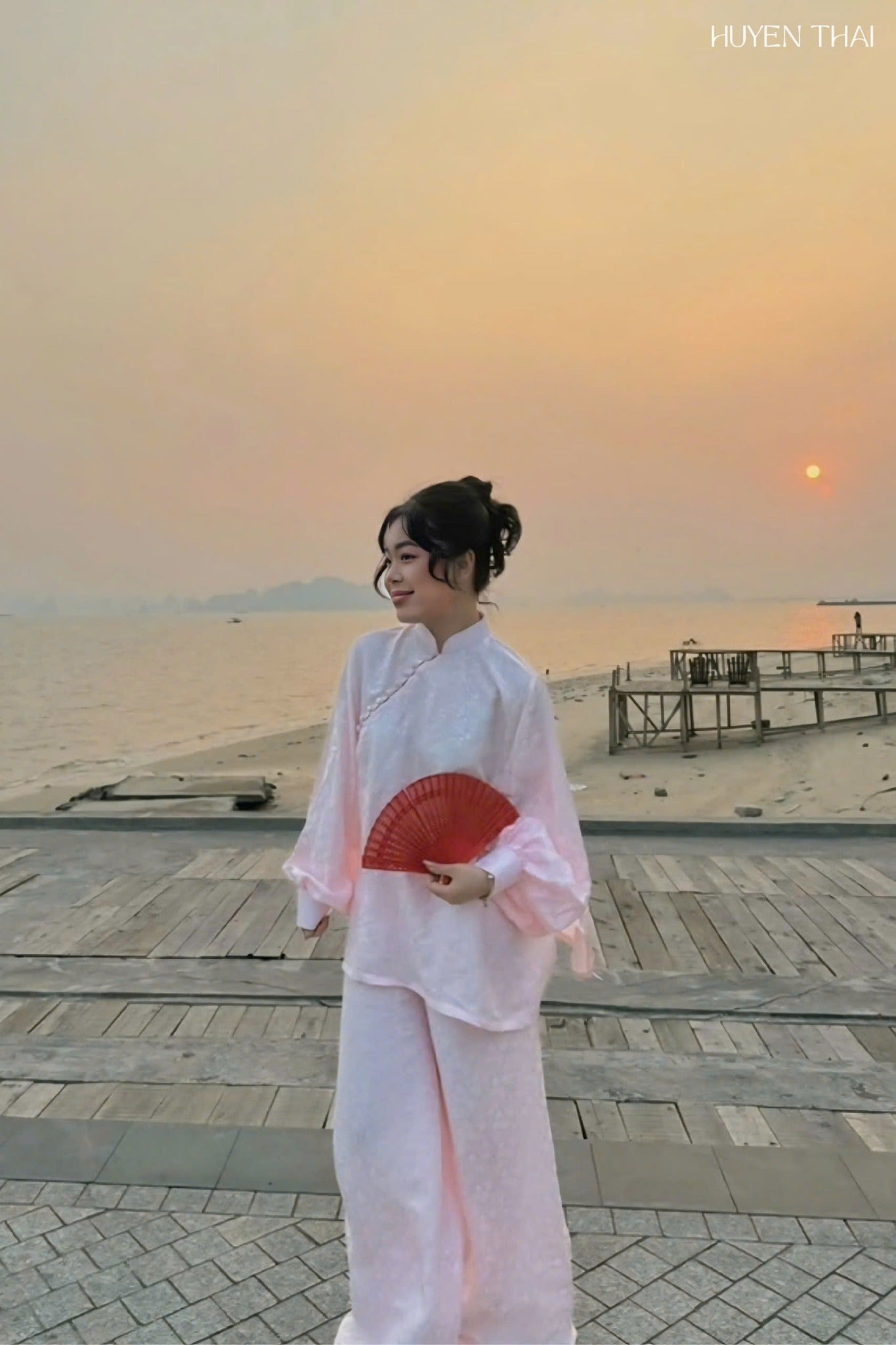 KY Ao-Ngan (Shorter version of Ao-dai) in Balloon Sleeve - Wormsilk - styled presentation by Huyen Thai Collection