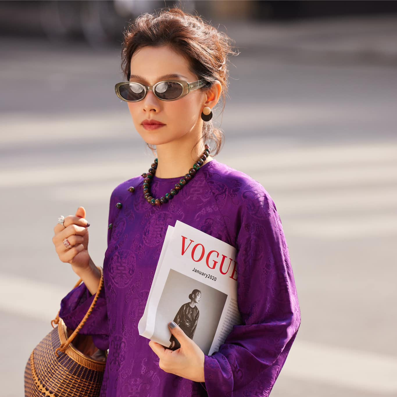 Marble Whisper Necklace - Marble Necklace - blue /brown tone - front view showcasing the design and craftsmanship by HI de Maison at L'Orient Haus