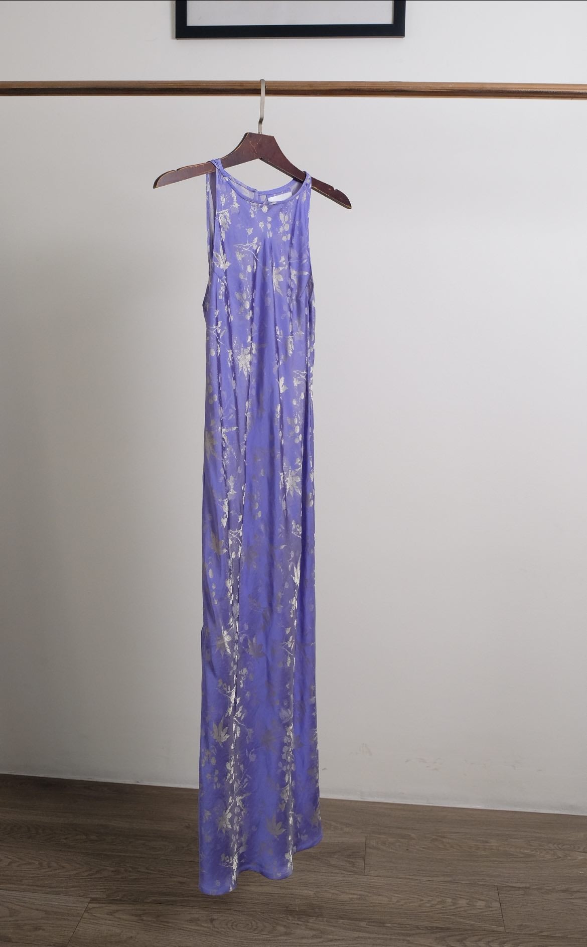Silk Pattern - Radiance in Silk Slip Dress - front view in purple by Lo Boutique