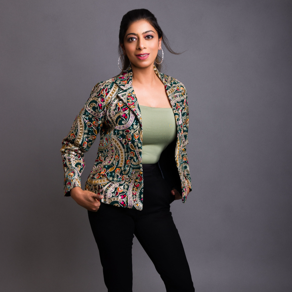 Avani - Heritage Paisley Silk Jacket in Earth Sage - front view by Indian Heritage