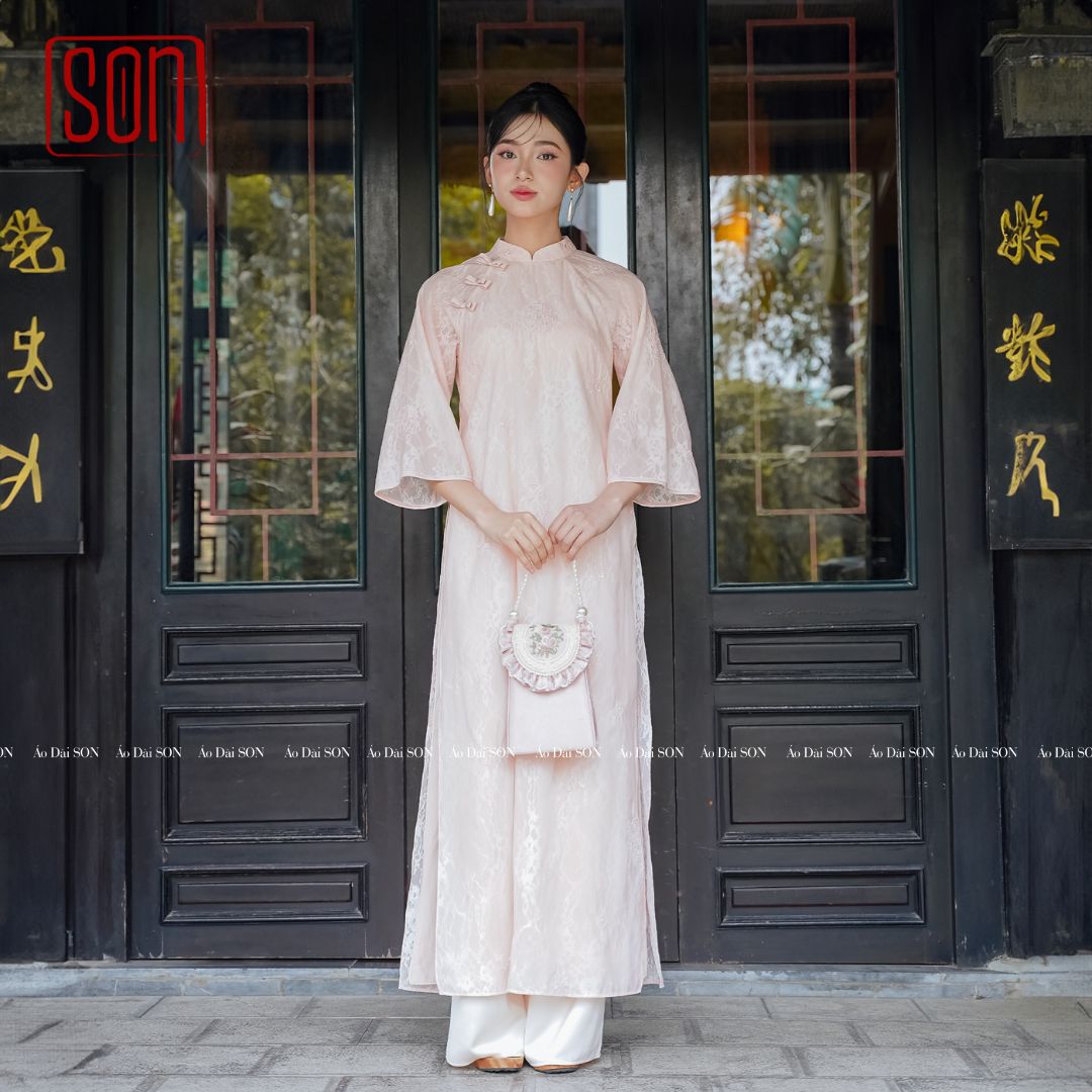 "To Son" - Lacy Ao Dai set in Pink [Wedding Collection]