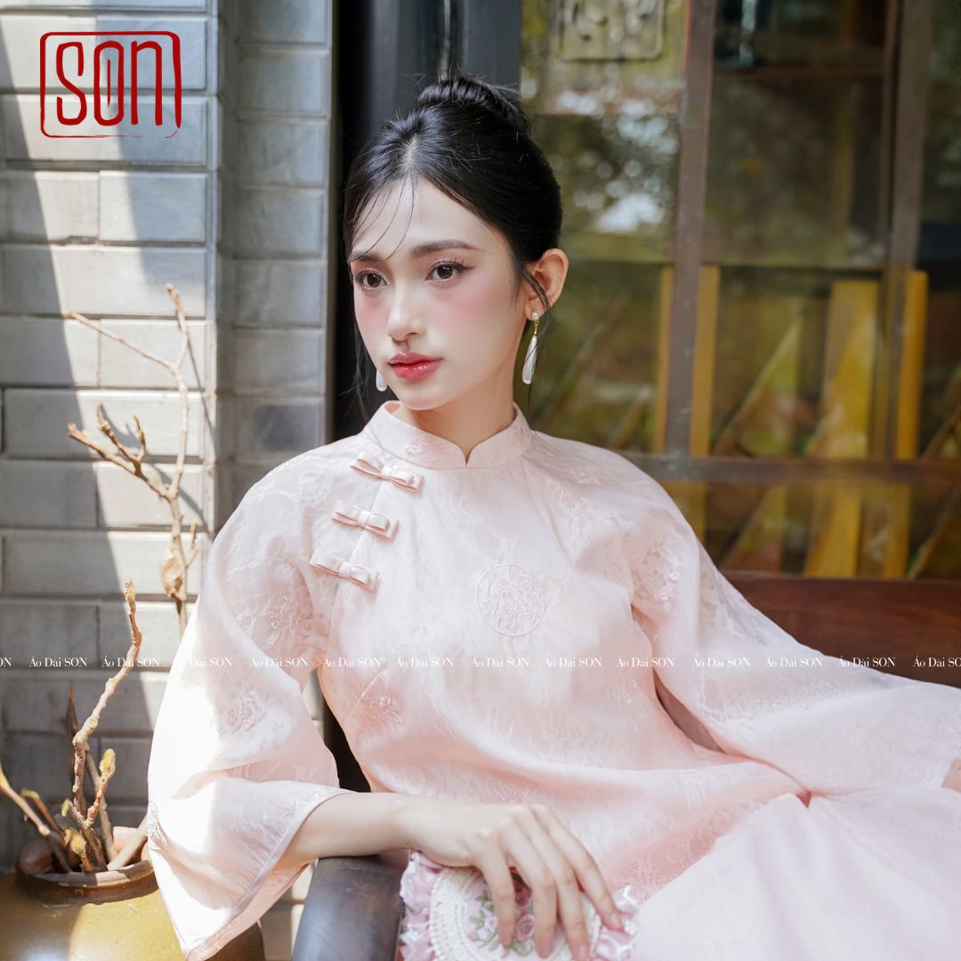 "To Son" - Lacy Ao Dai set in Pink [Wedding Collection]