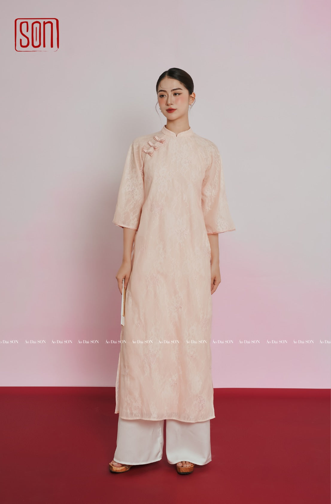 "To Son" - Lacy Ao Dai set in Pink [Wedding Collection]