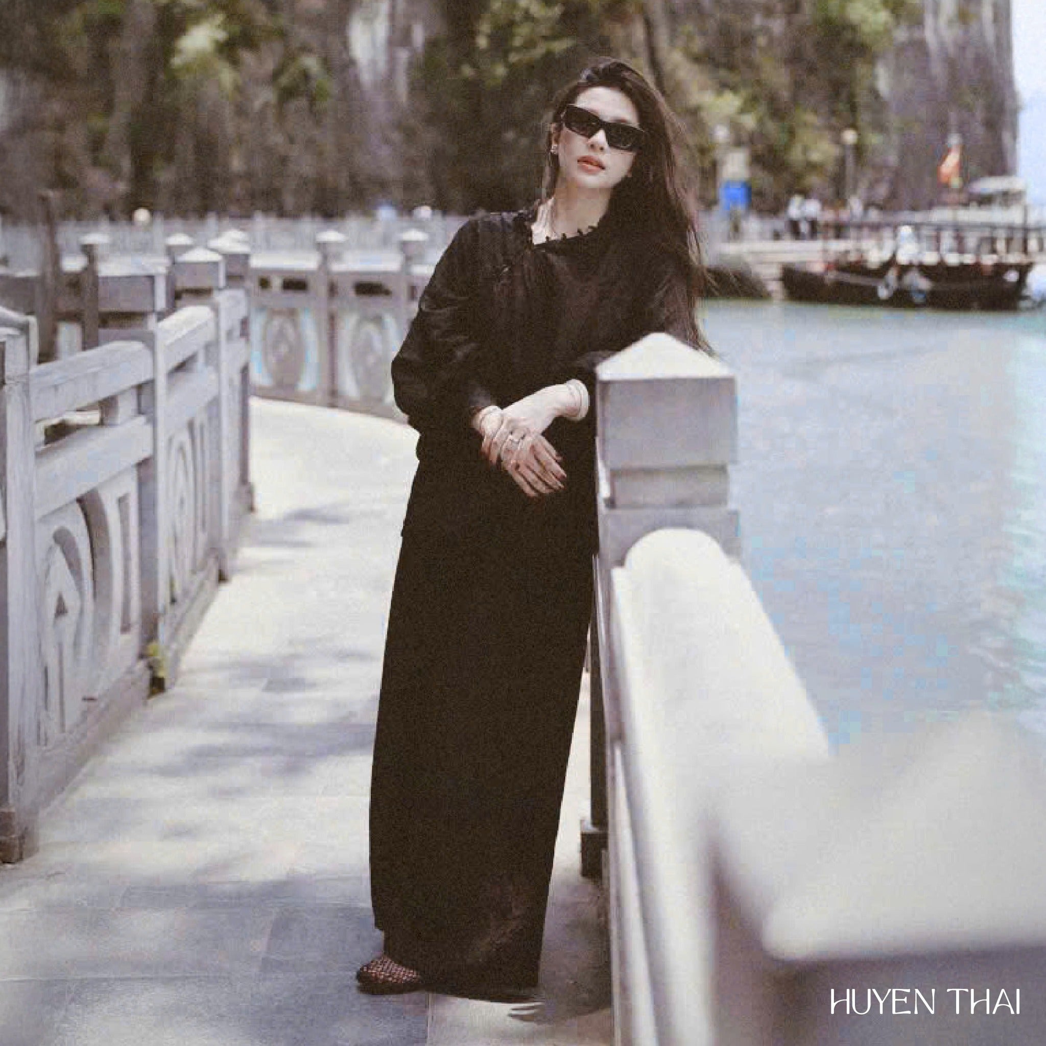 KY Ao-Ngan (Shorter version of Ao-dai) with Balloon Sleeve - Wormsilk - styled presentation by Huyen Collection