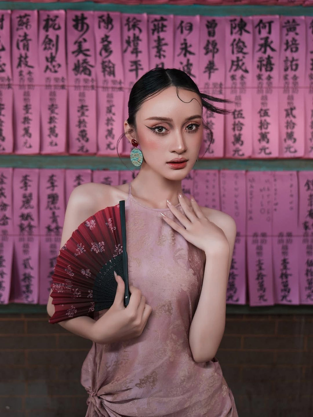 “Hiên Vỹ” Tunic Set – Hangzhou Silk Tunic Set in Dusklight Orchid - front view by Lalin