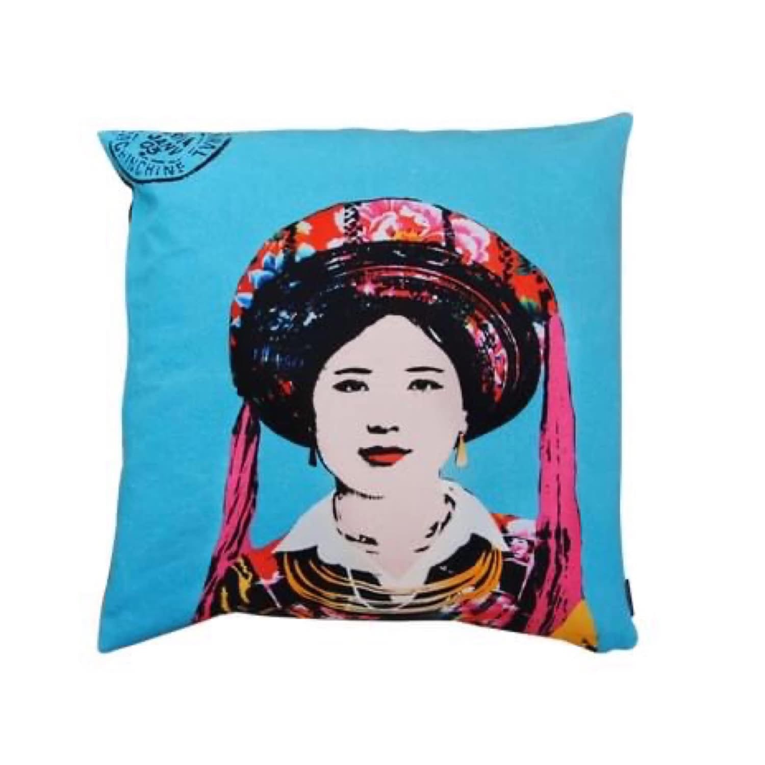 Heritage Portrait Cushion Covers – 45x45 cm - Miss Anh (Yellow) - flat lay display by Bat-trang