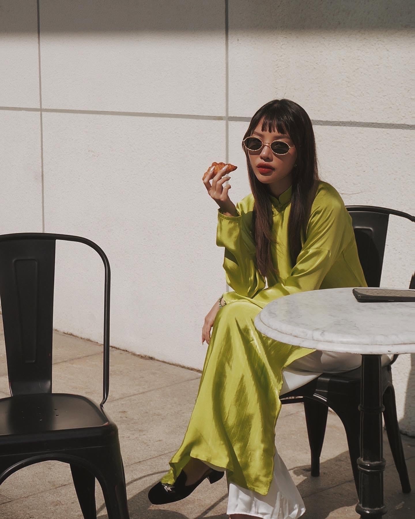 "The Satin Poetry" Ao-dai Set - Premium Satin in Chartreuse