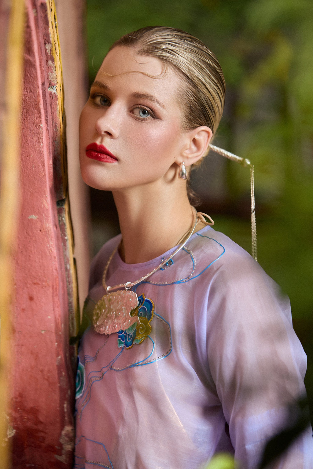 Van Quyen – The Cloud Talisman Choker with Pendant - three-quarter angle by HI de Maison