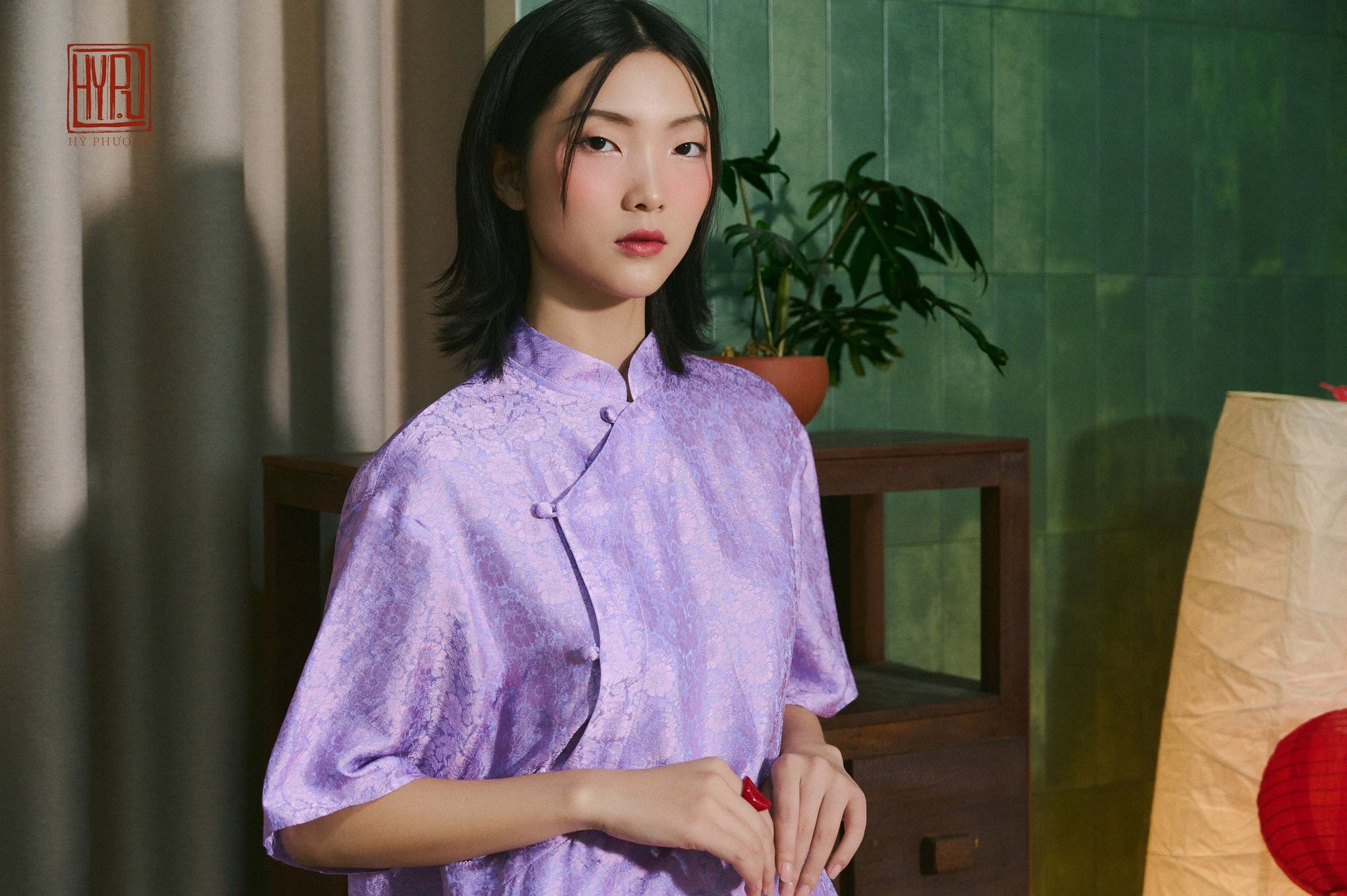 "Ninh Van" Set - Mandarin-neck Wormsilk in Lavender