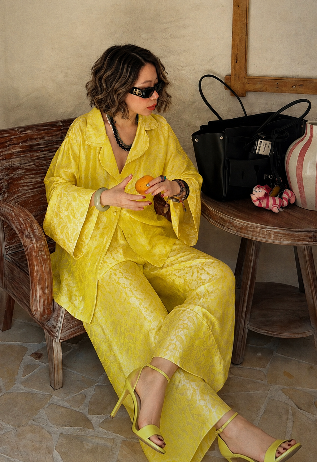 “Nomad Silk” Suit Pajamas – Wormsilk in Sunlit Citron