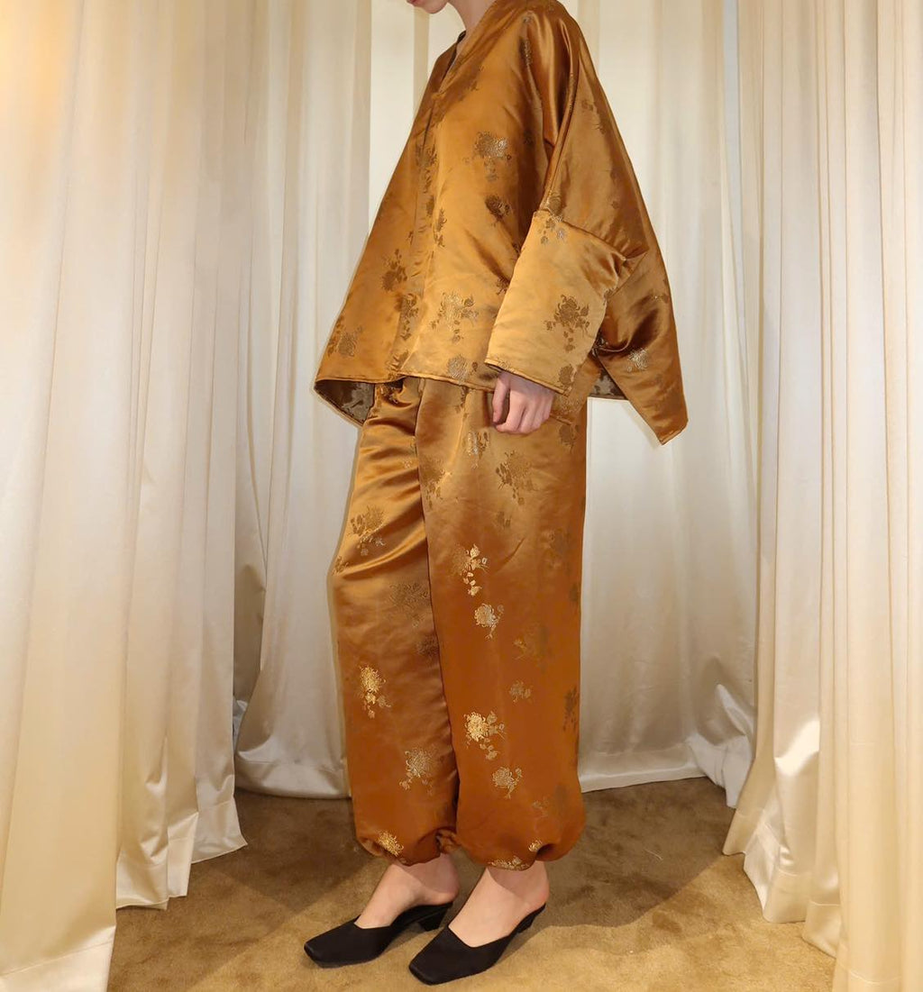 "Rita" Modernized Bà Ba Set - Brocade Silk in Gold