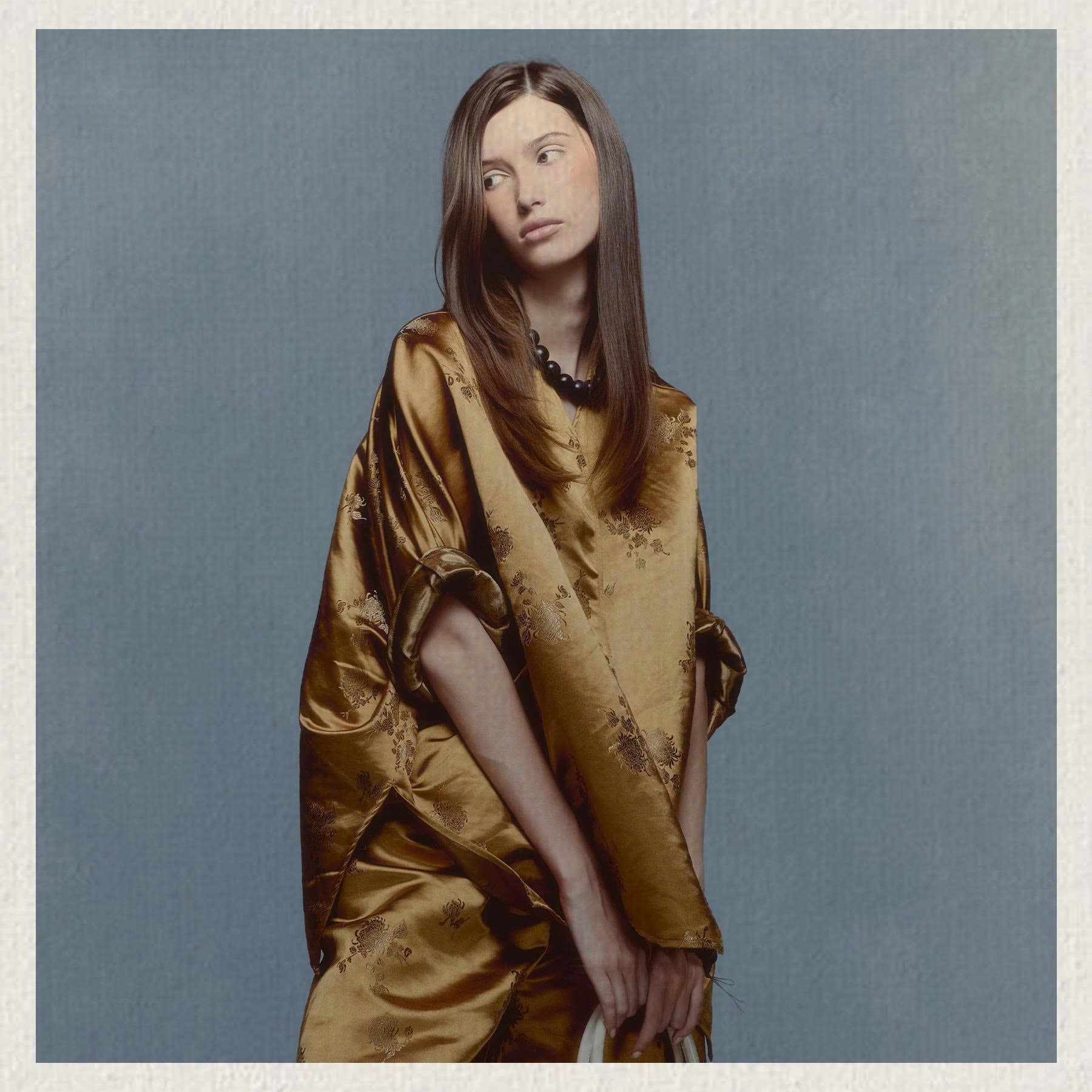 "Rita" Modernized Bà Ba Set - Brocade Silk in Gold