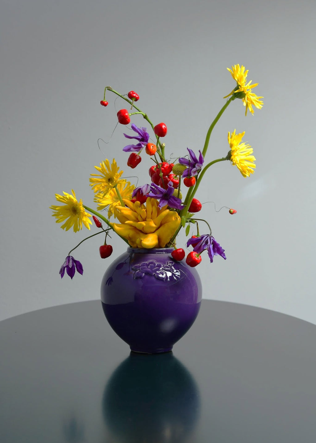 “Moon Camellia” Vase – Handcrafted Bát Tràng Ceramic Vase in Purple