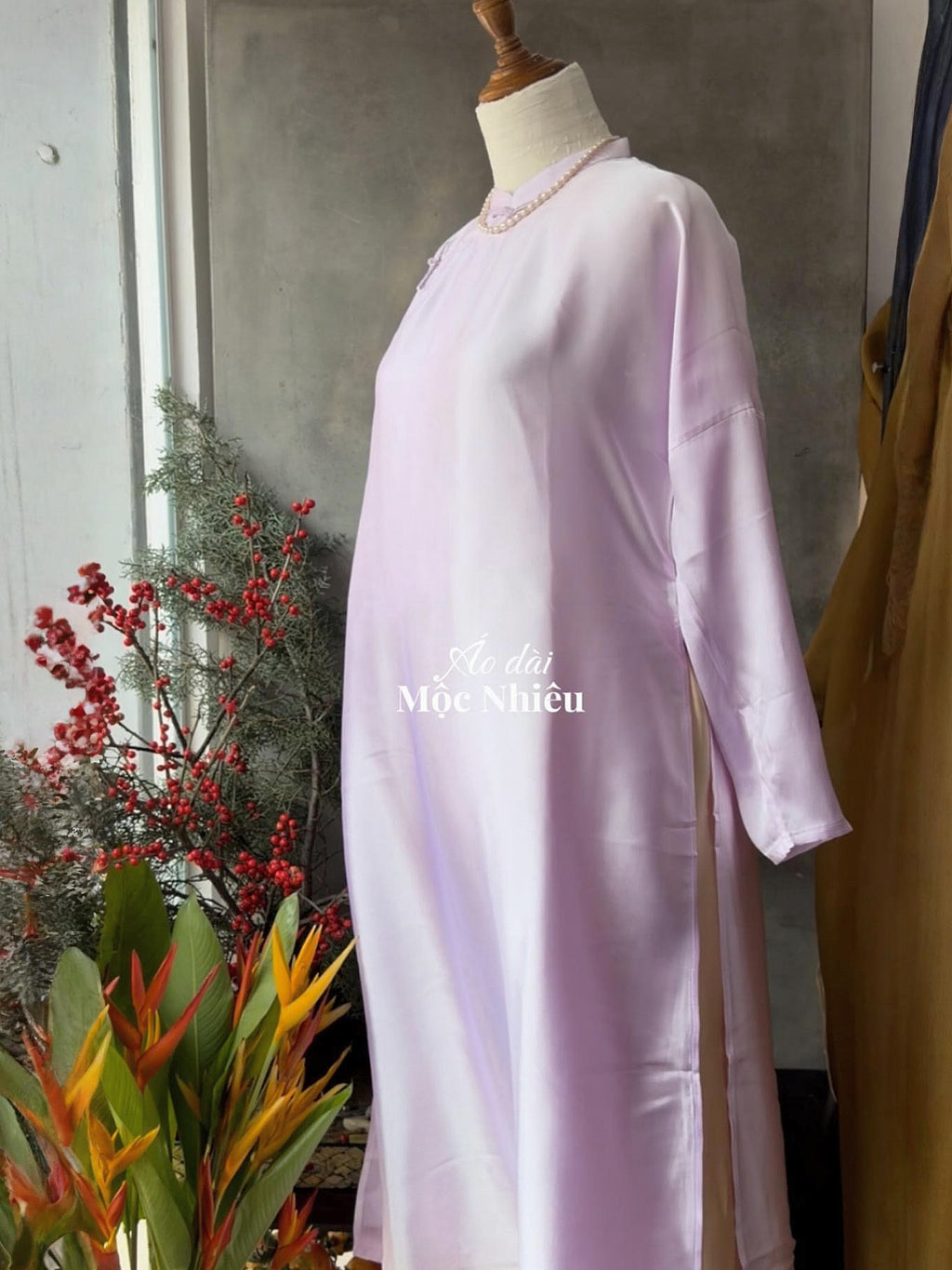 "The Satin Poetry" Ao-dai Set - Premium Satin in Lilac