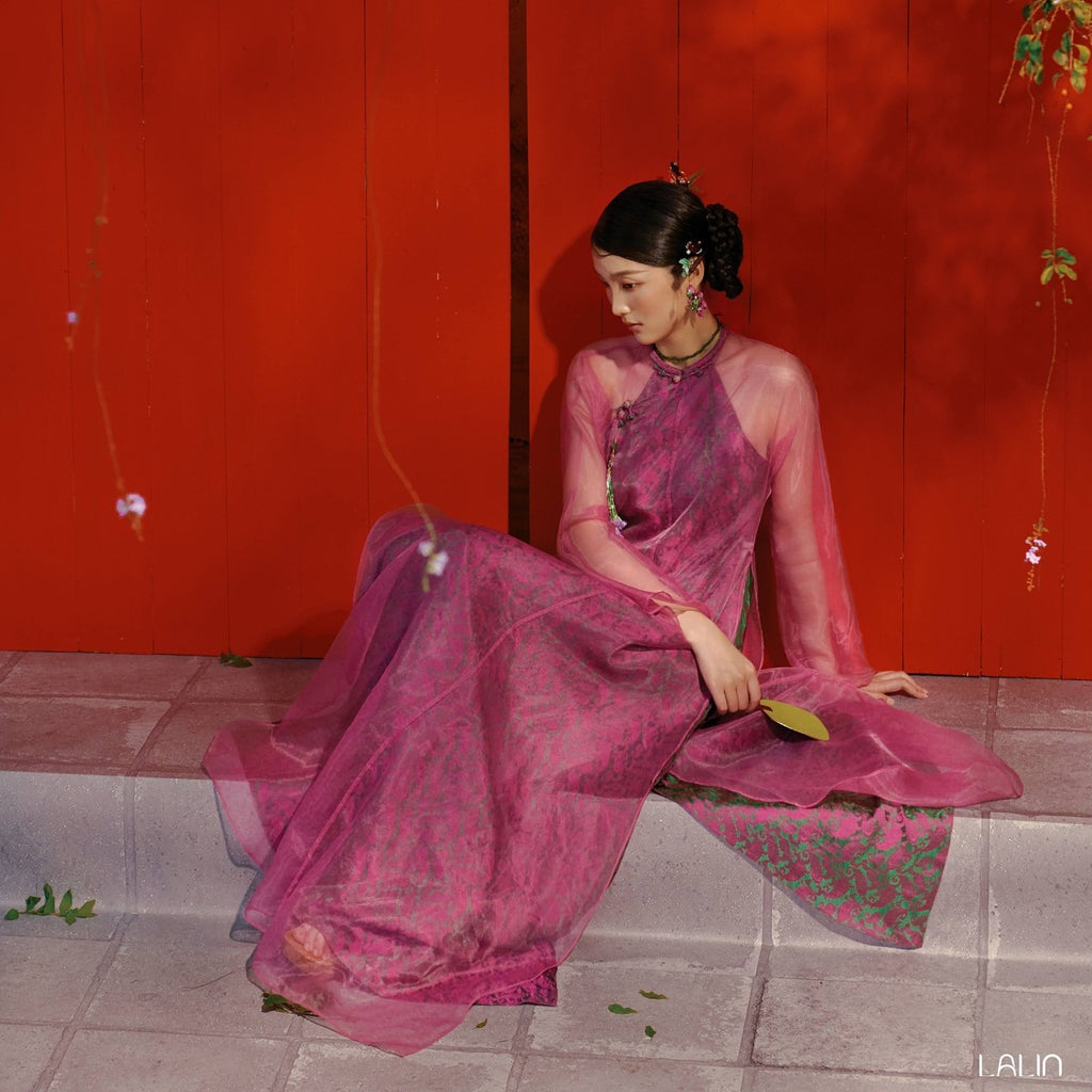 Mai Khue Ao Dai Set – Doubled Layer in Premium Organza and Wormsilk - styled presentation by Lalin