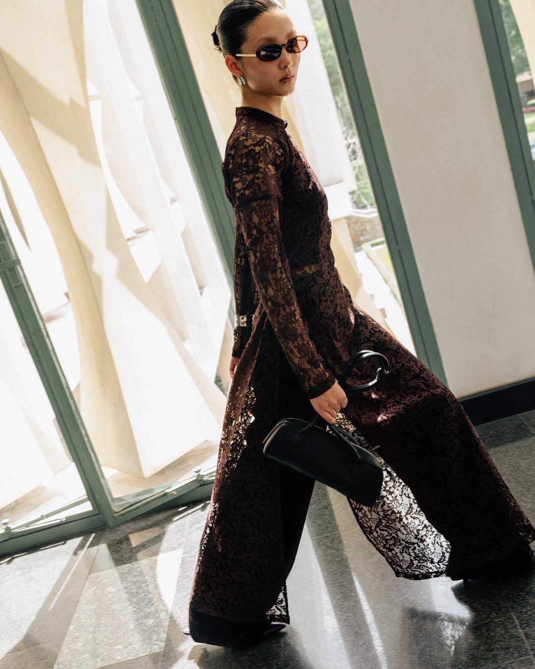 [Limited Edition] "Dusk Serenity" Ao Dai Set – Luxury Lace with velvet pants in Brown