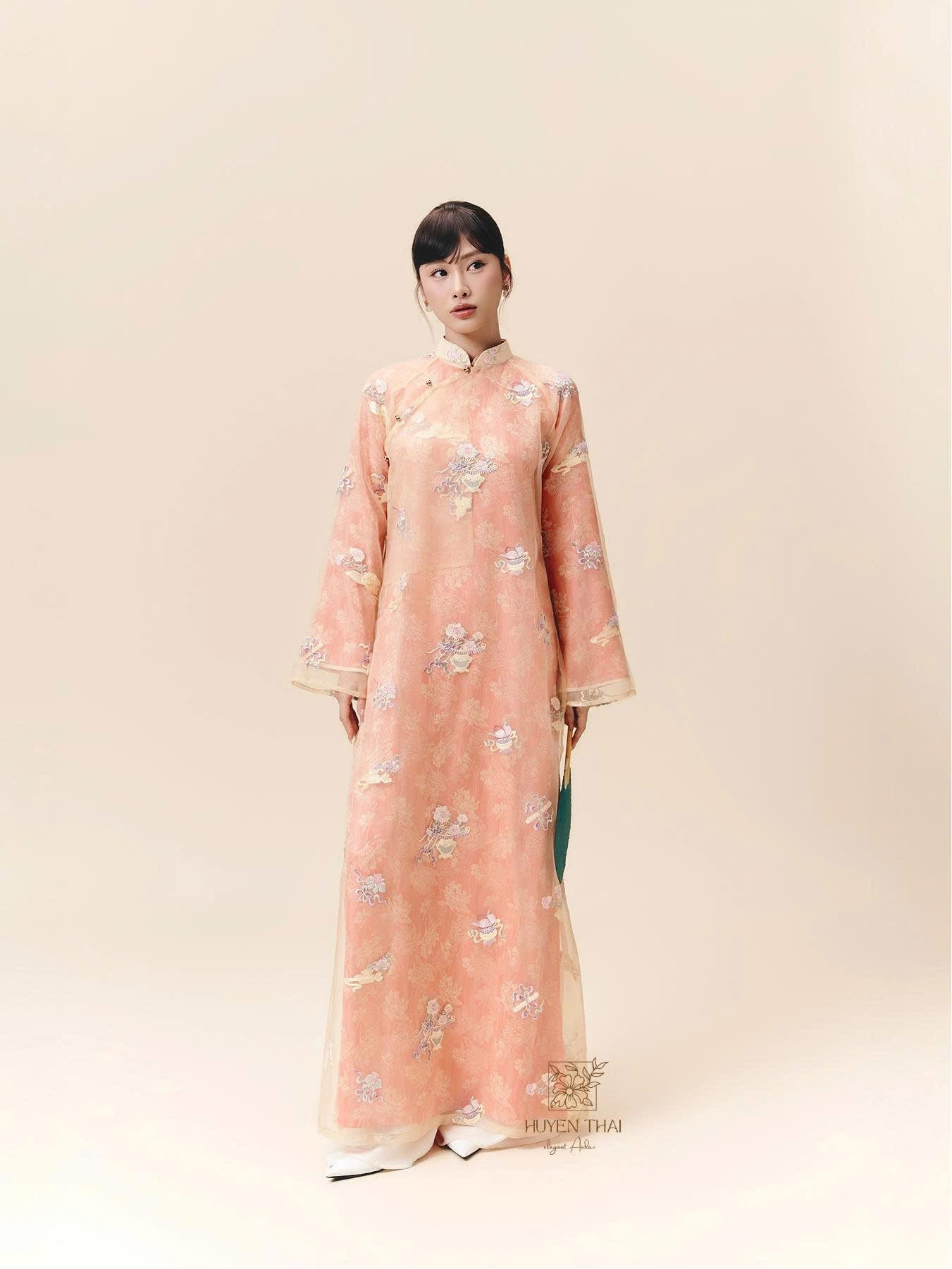 (Copy) (Copy) (Copy) Giai Ky Cardigan – Embroidered Lace in Light Purple - front view by Huyen Thai Collection