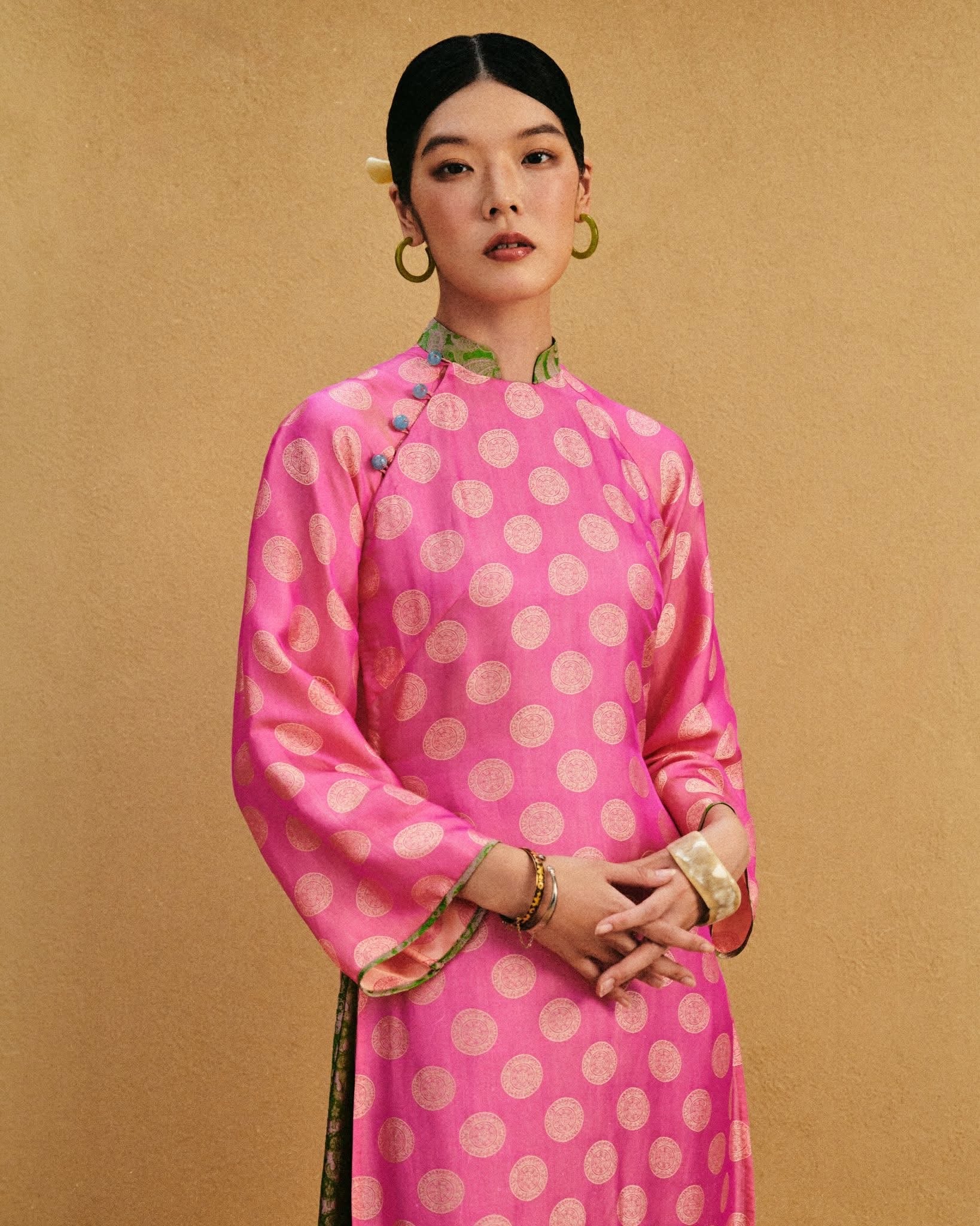 "Petal Drift" Ao-dai Set - Double-Layer Áo Dài in Premium Silk