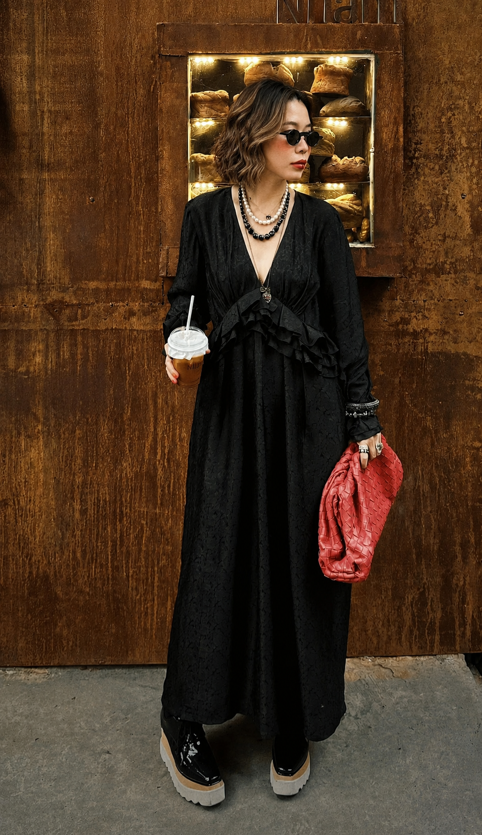 “Midnight Rhapsody” – Wormsilk Ruffle Dress in Black