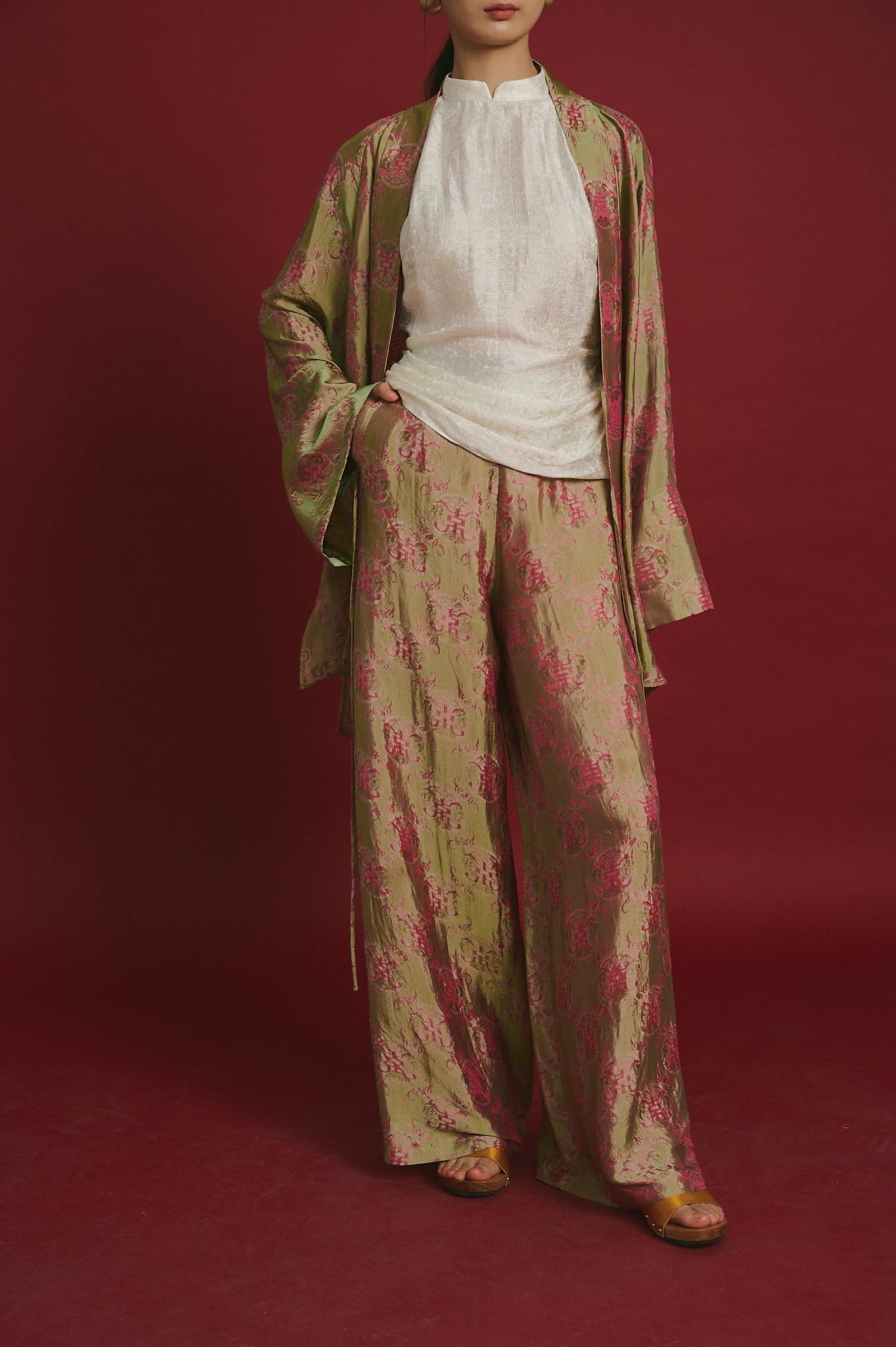 “Silken Poise” Cardigan – Worm Silk Heritage in Antique Moss