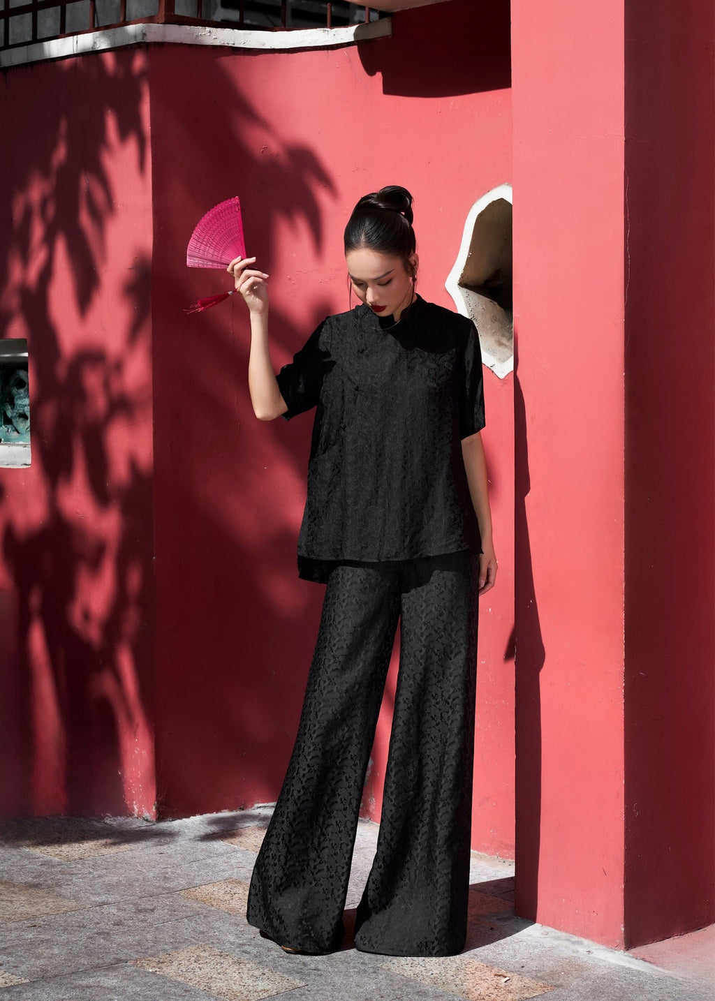 “Serenity” Modern Baba Set – Worm Silk Ensemble in Midnight Black