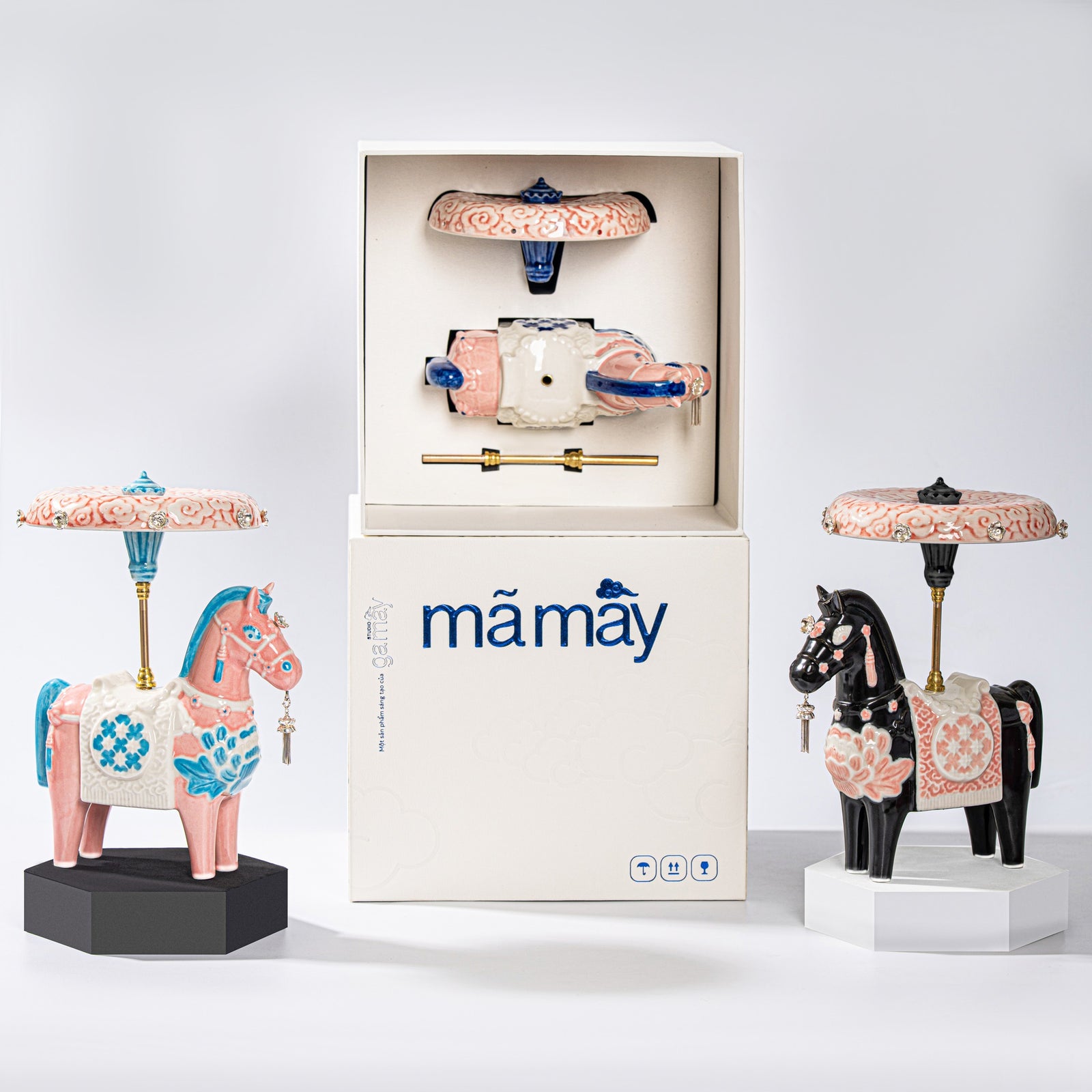 Vietnamese Lacquer - Mã Mây – Premium Handcrafted Ceramic Sculpture - flat lay display in pink by Sa Maison
