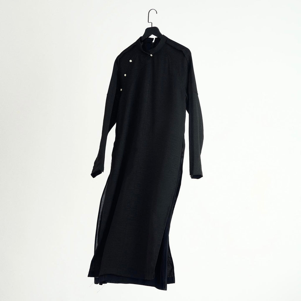 "Mun" Men’s Áo Dài Top - Raw-linen in Noir