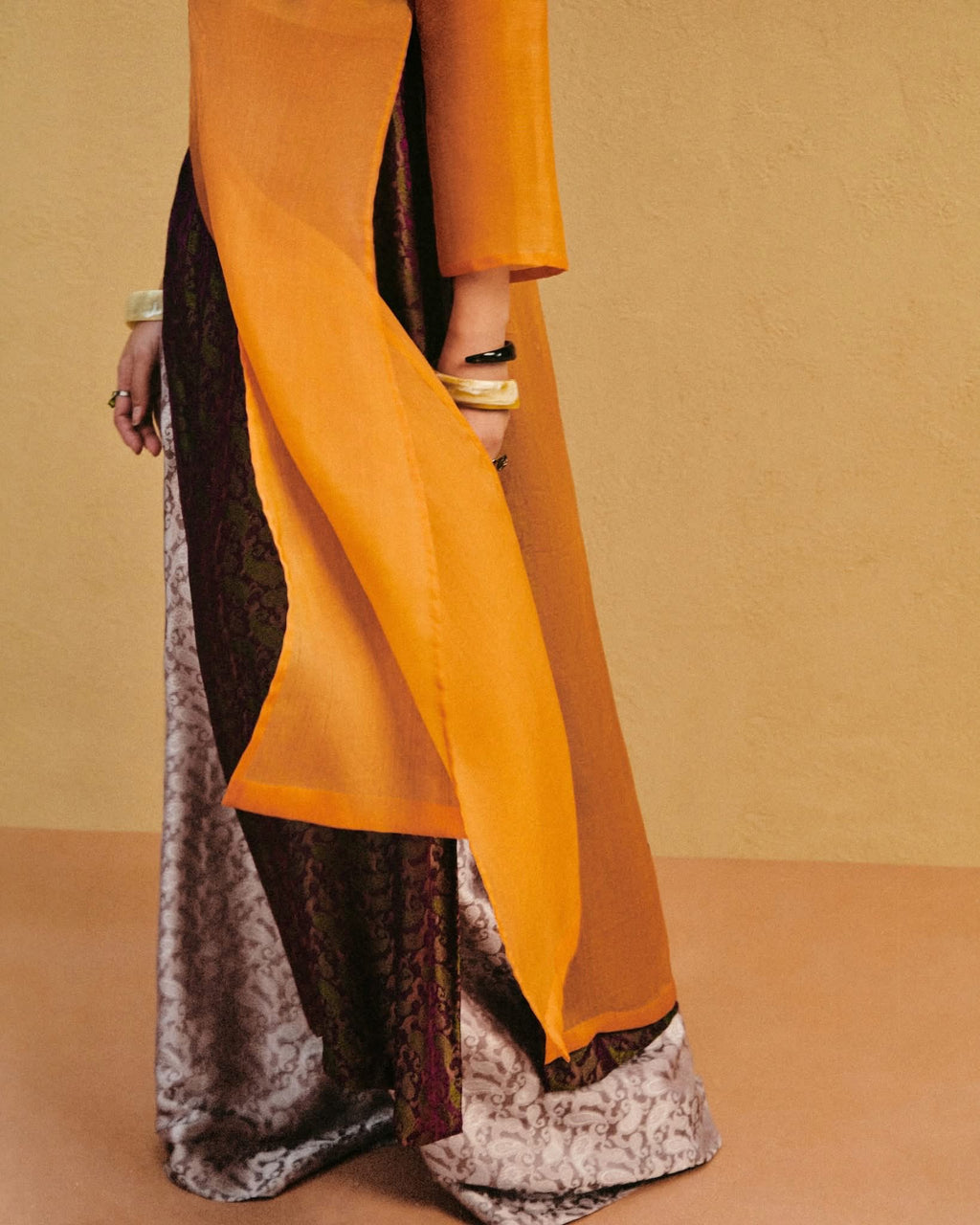 [Limited Edition] "Marigold Reverie" Luxury Ao-dai Set - Dual-layered Hand-Embroidered Organic Organza and Silk Ensemble