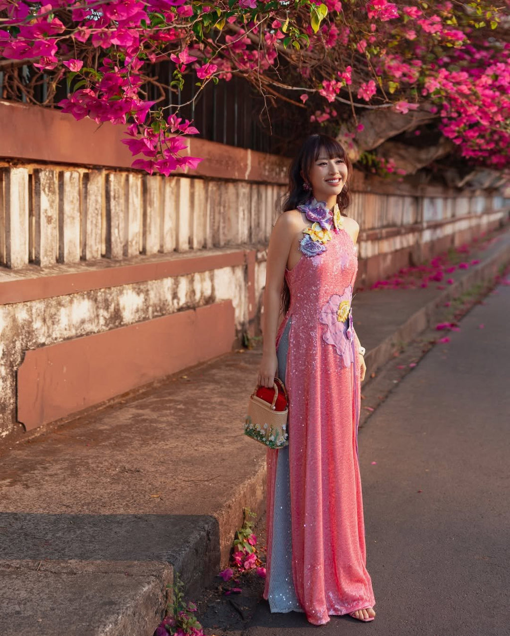 “Tịnh Liên” Luxury Ao-dai Set – Hand-Embellished Sequin in Lotus Blush