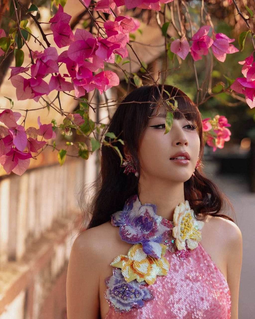 “Tịnh Liên” Luxury Ao-dai Set – Hand-Embellished Sequin in Lotus Blush